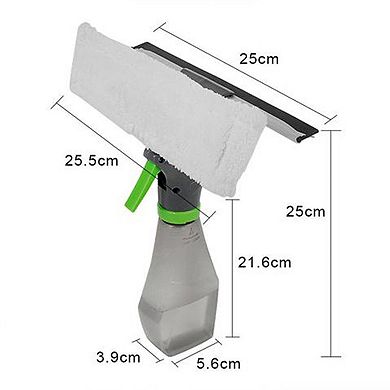 Salav True & Tidy Glass Cleaner Spray Bottle with Built-In Squeegee