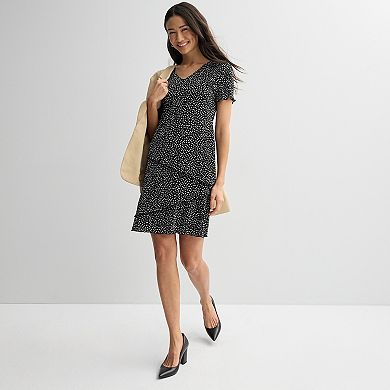 Petite Studio Connection V-Neck Short Sleeve Bodre Tiered Dress