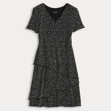 Petite Studio Connection V-Neck Short Sleeve Bodre Tiered Dress