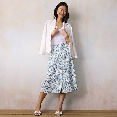 Petite LC Lauren Conrad Button Front Midi Skirt