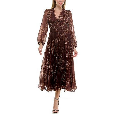 taylor pleated midi dress Women's Taylor V-Neck Pleated Midi Dress