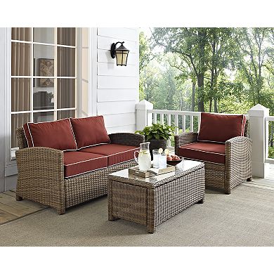 Crosley Furniture Bradenton 3-pc. Outdoor Wicker Loveseat Patio Furniture Set