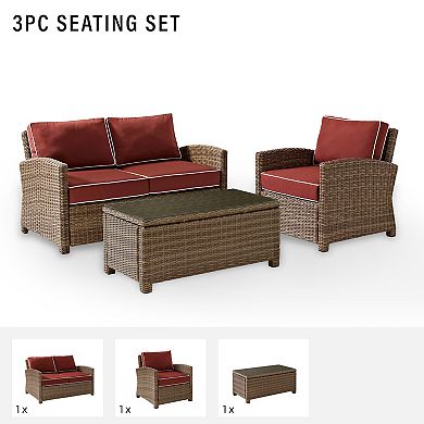 Crosley Furniture Bradenton 3-pc. Outdoor Wicker Loveseat Patio Furniture Set