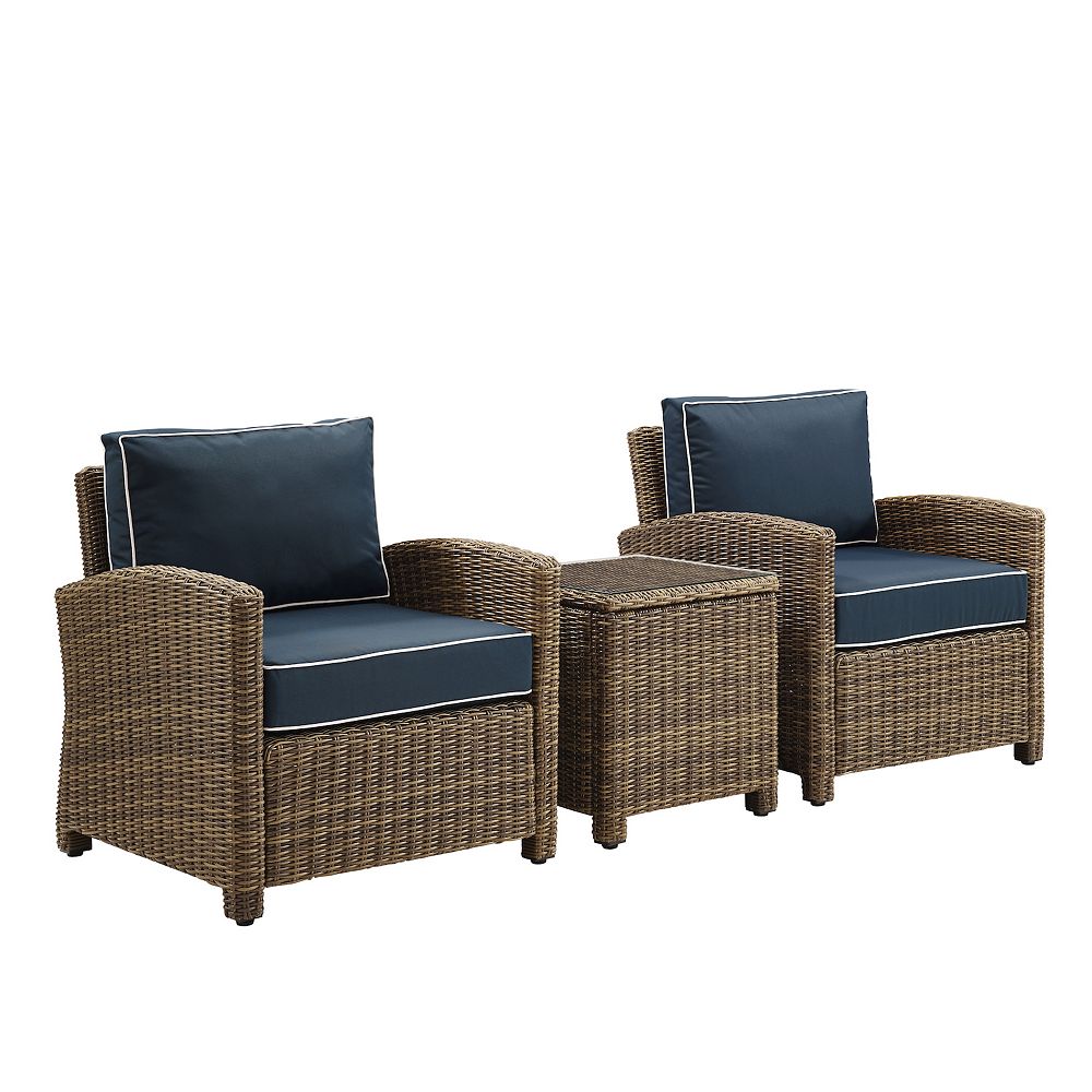 Crosley Furniture Bradenton 3-pc. Outdoor Wicker Chair & Side Table Set