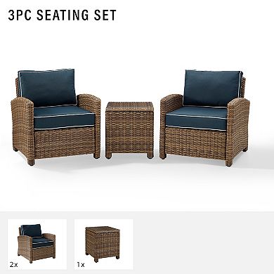 Crosley Furniture Bradenton 3-pc. Outdoor Wicker Chair & Side Table Set
