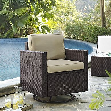 Crosley Furniture Palm Harbor Outdoor Wicker Swivel Rocker Chair