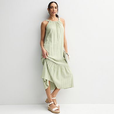 Women's 5th + Madison Edit Halter Neck Tiered Maxi Dress