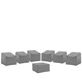 Crosley Furniture 7 pc Outdoor Chair & Ottoman Sectional Furniture Cover Set