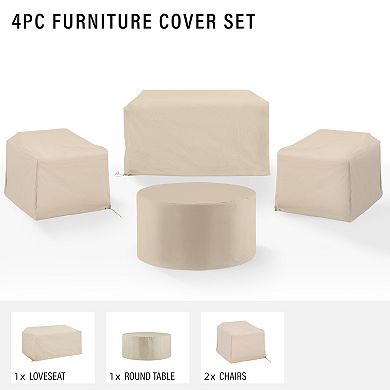 Crosley Furniture 4-pc. Outdoor Loveseat, Round Table & Chair Furniture Cover Set