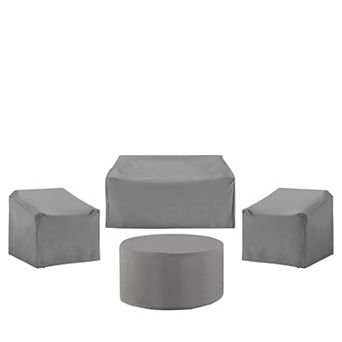 Crosley Furniture 4 pc Outdoor Loveseat, Round Table & Chair Furniture Cover Set