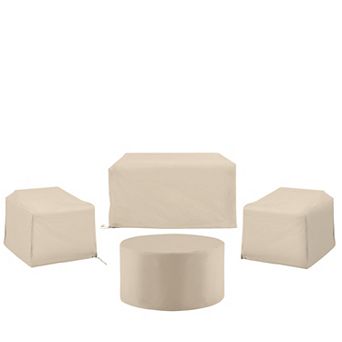 Crosley Furniture 4 pc Outdoor Loveseat, Round Table & Chair Furniture Cover Set