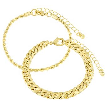 Emberly Rope Bracelet & Curb Bracelet Duo Set