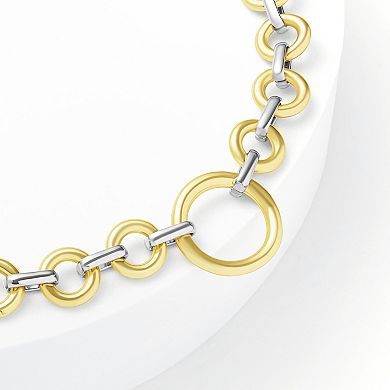 Emberly Two-Tone Polished Round Link Bracelet