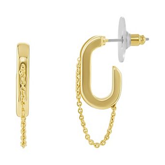 Emberly Polished C Hoop Chain Earrings