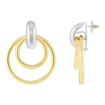 Emberly Two-Tone Polished Multi Hoop Drop Earrings
