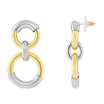 Emberly Two-Tone Polished Multi Circle Drop Earrings