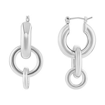 Emberly Polished Triple Hoop Drop Earrings