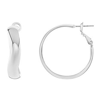 Emberly Polished Wavy Hoop Earrings