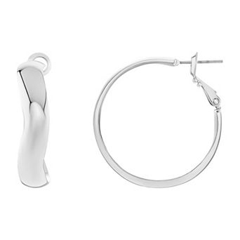 Emberly Polished Wavy Hoop Earrings