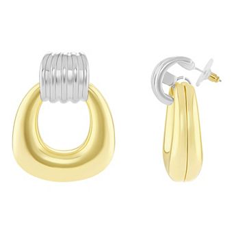 Emberly Two-Tone Polished Door Knocker Earrings