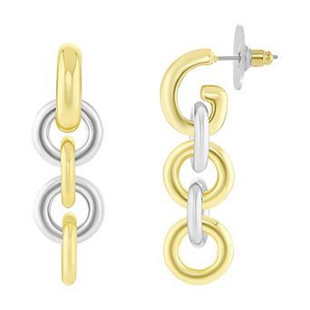 Emberly Two-Tone Polished Multi Circle Drop Earrings