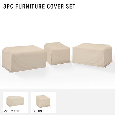 Crosley Furniture 3-pc. Outdoor Loveseat & Chair Sectional Furniture Cover Set