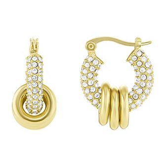 Emberly Multi Ring on Pave Glass Stone Hoop Earrings