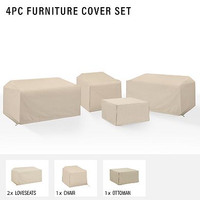 Crosley Furniture 4-pc. Outdoor Loveseat, Chair & Ottoman Sectional Furniture Cover Set