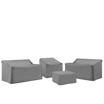 Crosley Furniture 4 pc Outdoor Loveseat, Chair & Ottoman Sectional Furniture Cover Set