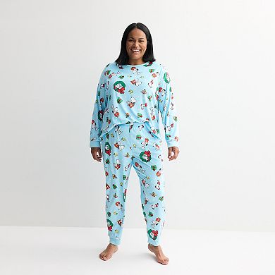 Plus Size Jammies For Your Families® Peanuts Christmas 2-Piece Pajama Top & Pajama Bottoms Set