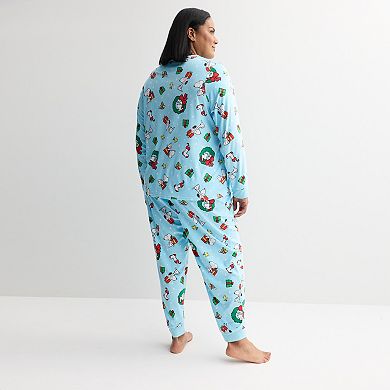 Plus Size Jammies For Your Families® Peanuts Christmas 2-Piece Pajama Top & Pajama Bottoms Set