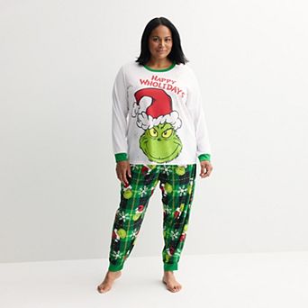 Plus Size Jammies For Your Families® Grinch Happy Wholidays Pajama Top & Pajama Bottoms Set