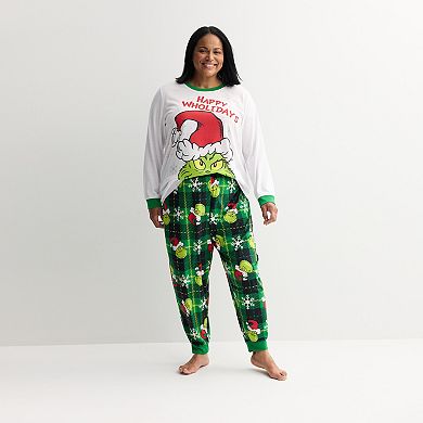 Plus Size Jammies For Your Families® Grinch Happy Wholidays Pajama Top & Pajama Bottoms Set