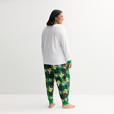 Plus Size Jammies For Your Families® Grinch Happy Wholidays Pajama Top & Pajama Bottoms Set