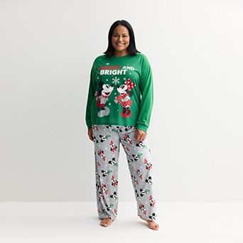 Plus Size Jammies For Your Families® Disney's Mickey Mouse Pajama Top & Pajama Bottoms Set
