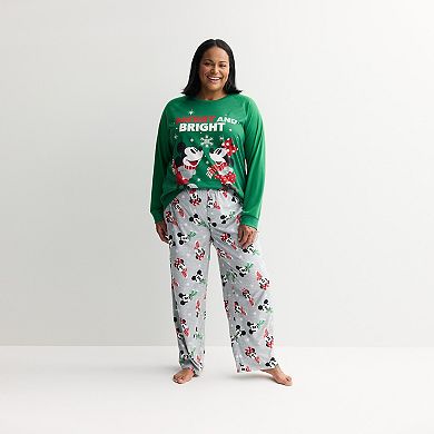 Plus Size Jammies For Your Families® Disney's Mickey Mouse Pajama Top & Pajama Bottoms Set