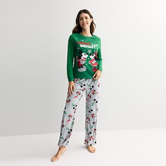 Women's Jammies For Your Families® Disney's Mickey & Minnie Mouse Merry And Bright Pajama Top & Pajama Bottoms Set