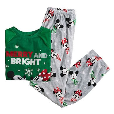 Women's Jammies For Your Families® Disney's Mickey & Minnie Mouse Merry And Bright Pajama Top & Pajama Bottoms Set