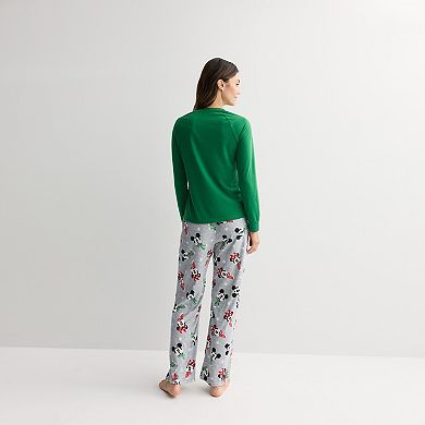 Women's Jammies For Your Families® Disney's Mickey & Minnie Mouse Merry And Bright Pajama Top & Pajama Bottoms Set