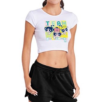 Juniors' The Powerpuff Girls Team Awesome Crop Graphic Tee