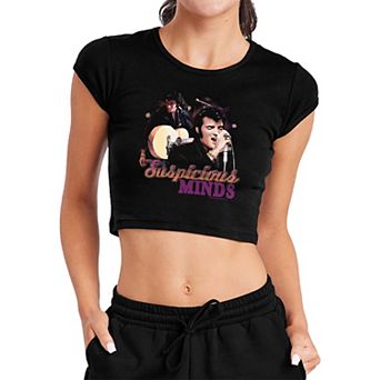 Juniors' Elvis Presley Suspicious Minds Crop Graphic Tee