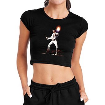 Juniors' Elvis Presley Glorious Stage Crop Graphic Tee