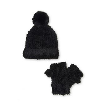 Girls madden girl Faux Fur Knit Beanie & Handwarmer Gift Set
