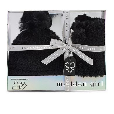 Women's madden girl Faux Fur Knit Beanie & Handwarmer Gift Set