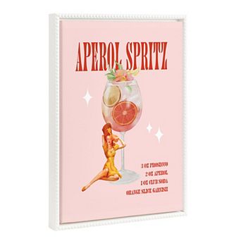 Sylvie Beaded Aperol Spritz Pinup Framed Canvas by Alli Standefer