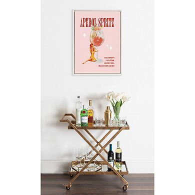 Sylvie Beaded Aperol Spritz Pinup Framed Canvas by Alli Standefer