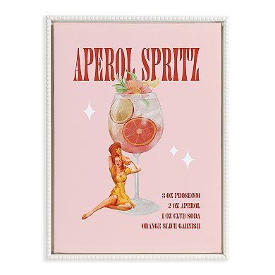 Sylvie Beaded Aperol Spritz Pinup Framed Canvas by Alli Standefer