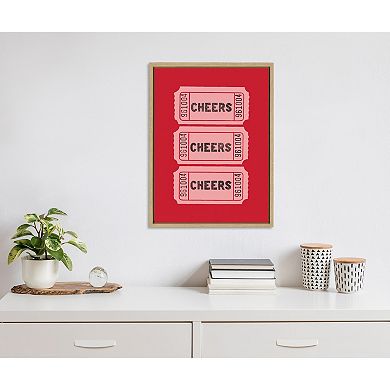 Sylvie Cheers Pink Red Ticket Framed Canvas by Alli Standefer