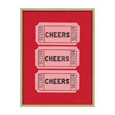 Sylvie Cheers Pink Red Ticket Framed Canvas by Alli Standefer