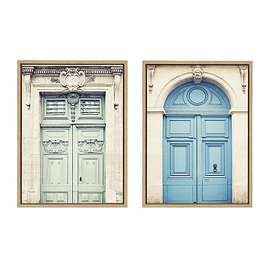 Sylvie Classic Parisian Door and Blue Paris Door Framed Canvas Art Set by Caroline Mint